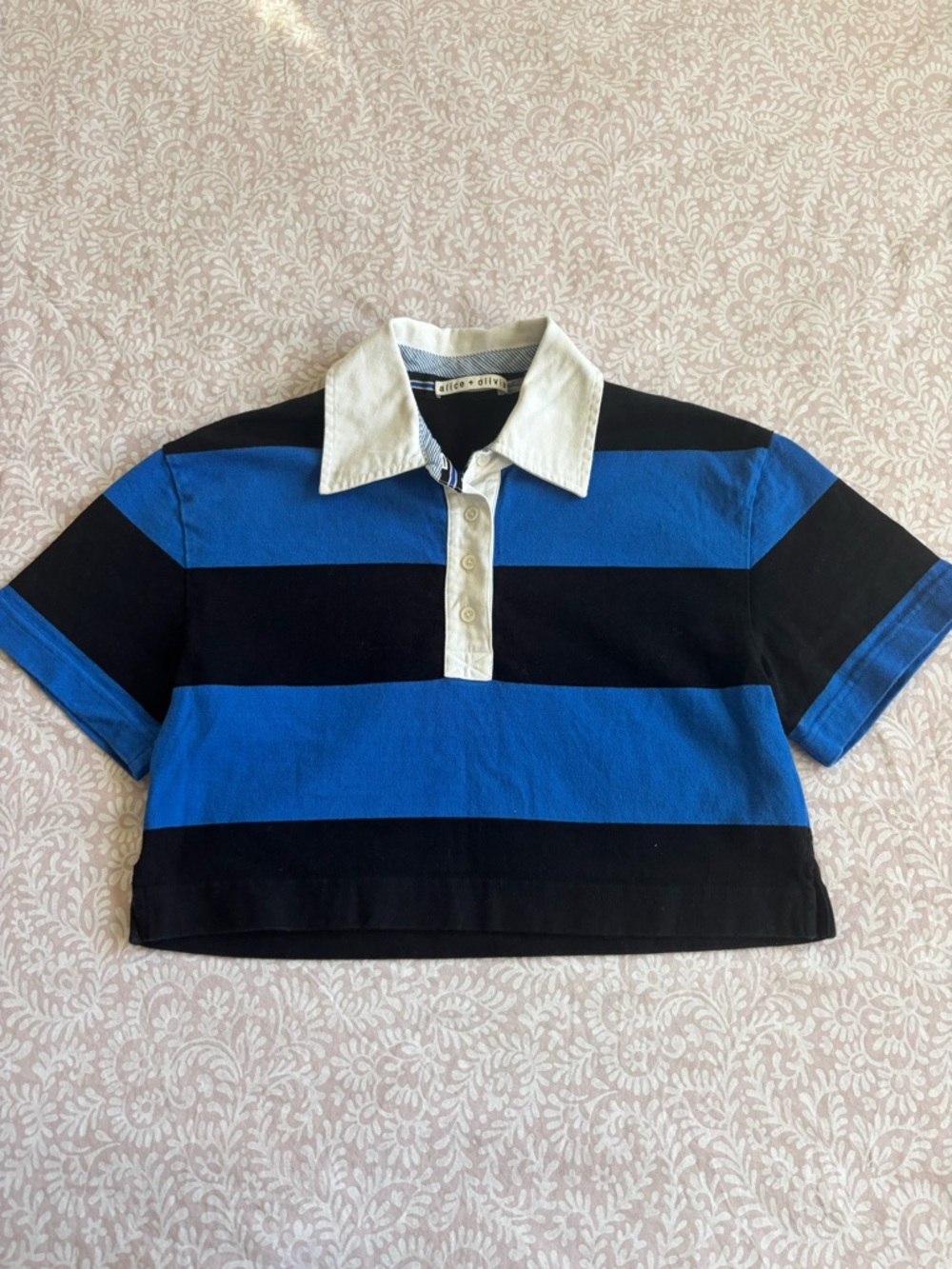 Alice + Olivia Treva Cropped Polo Shirt